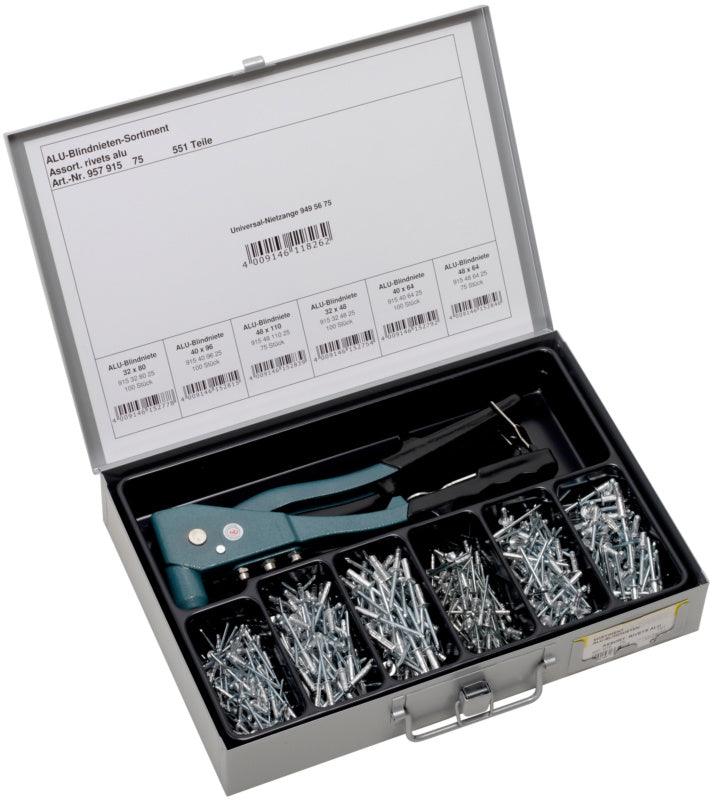 Mehrbereichsblindniete Flachrundkopf, Aluminium/Stahl - Sortiment