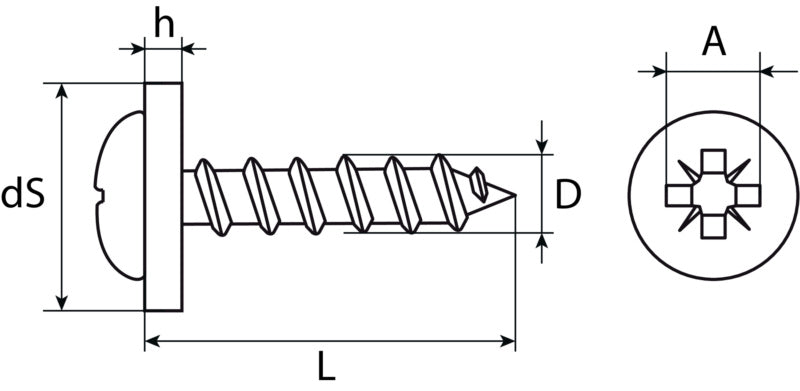 Fensterbankschrauben PZ Pan Head, Edelstahl A2