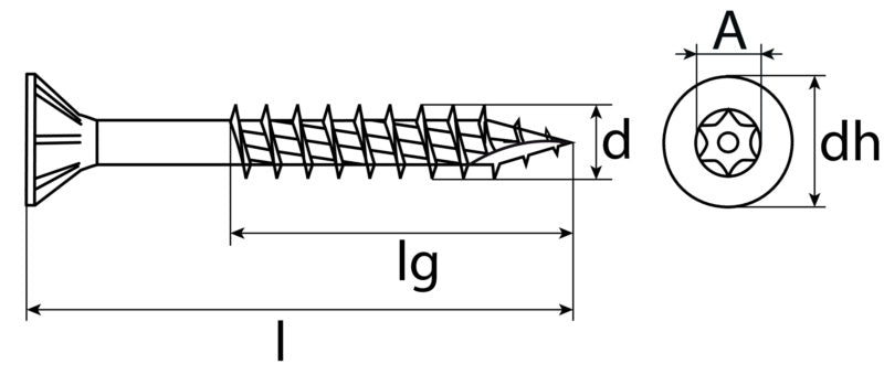 Formel F Spanplattenschraube ttap Senkkopf, Teilgewinde, Edelstahl A2