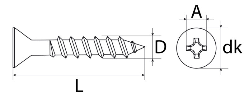 Schnellbauschrauben PH Senkkopf, Gips/Gips, phosphatiert