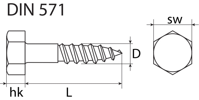 Tornillo para madera DIN 571, cincado