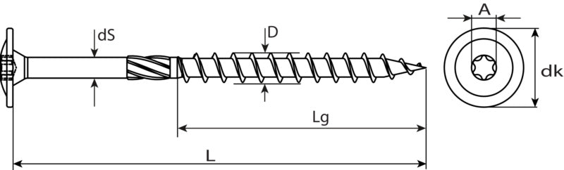 Holzbauschrauben TX Tellerkopf, Teilgewinde, Edelstahl A2