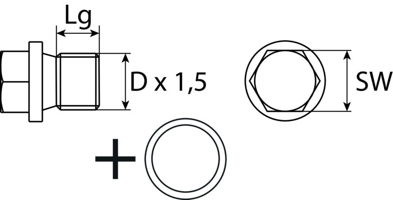 Ölablassschraube M12 x 1,5 x 12 mit Dichtring, Stahl Delta Protekt