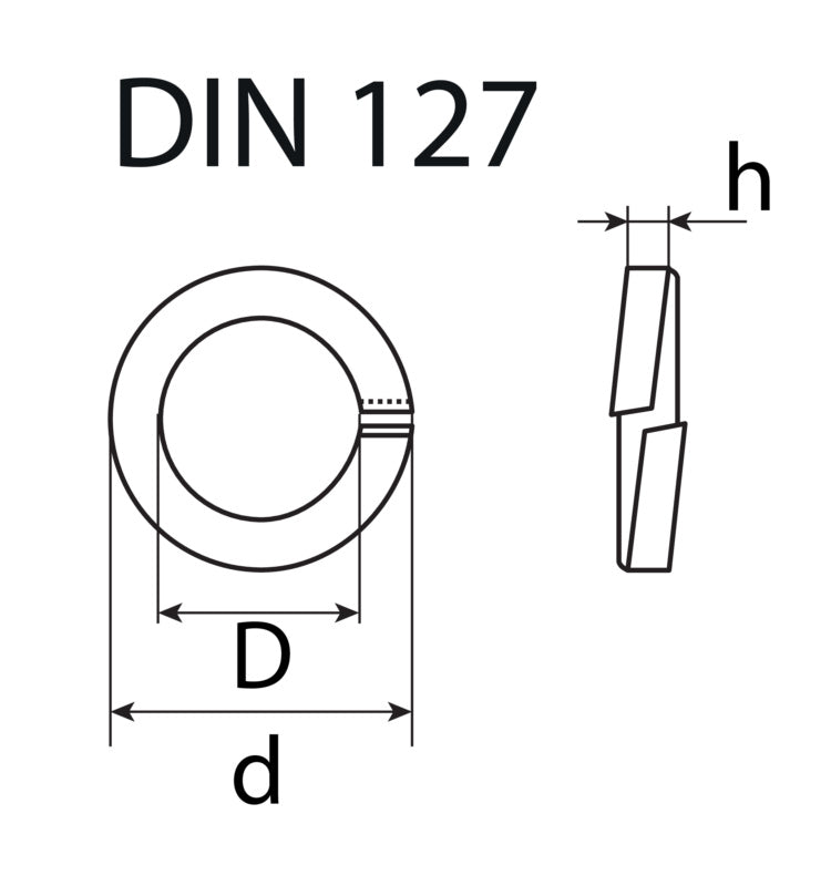 Arandela de bloqueo, acero inoxidable A2, DIN 127