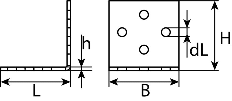 Équerre perforée simple, acier galvanisé sendzimir