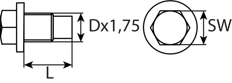 Ölablassschraube M12 x 1,75 x 28,5 mit Dichtring, Stahl phosphatiert