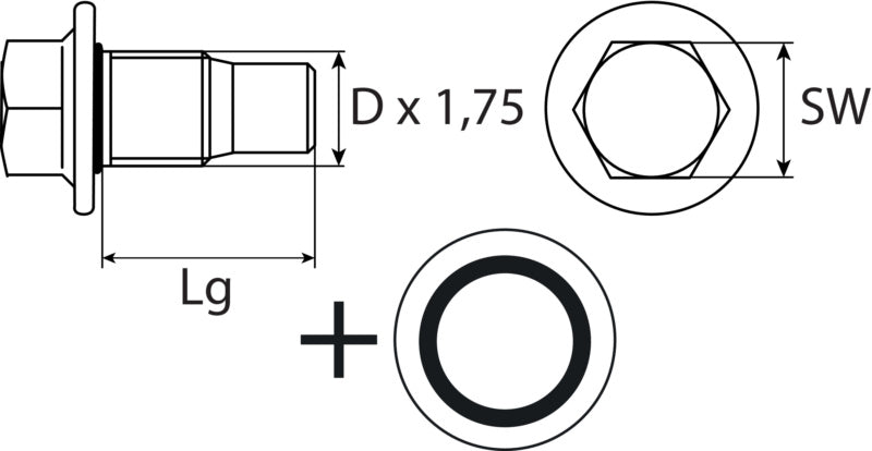 Bouchon de vidange M12 x 1,75 x 25, en acier zingué