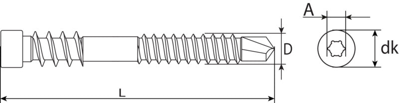 Tornillo para cubiertas, acero inoxidable A2, HX, base de aluminio, con punta