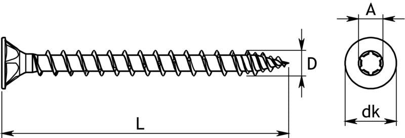 HOX Profiholzschrauben HX Senkkopf, Vollgewinde, Edelstahl A2