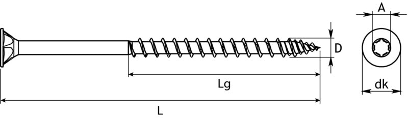 HOX Profiholzschrauben HX Senkkopf, Teilgewinde, Edelstahl A2