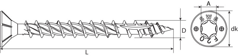 Formel F 2.0: tornillo universal HX, cincado, rosca completa, muesca abierta