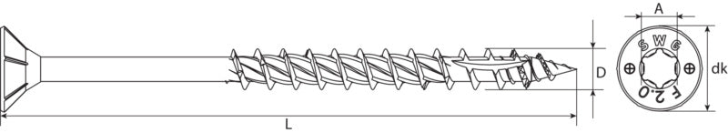Formel F 2.0: tornillo universal HX, cincado, rosca parcial, muesca abierta