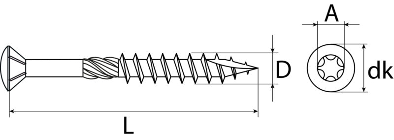 Terrassenschrauben TX Senkkopf, Edelstahl C1