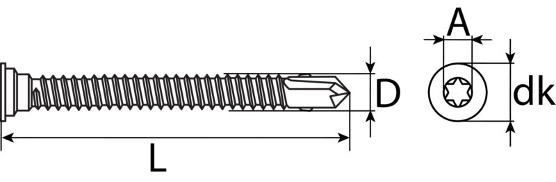Tornillo para cubiertas, acero inoxidable bimetal A4, con punta