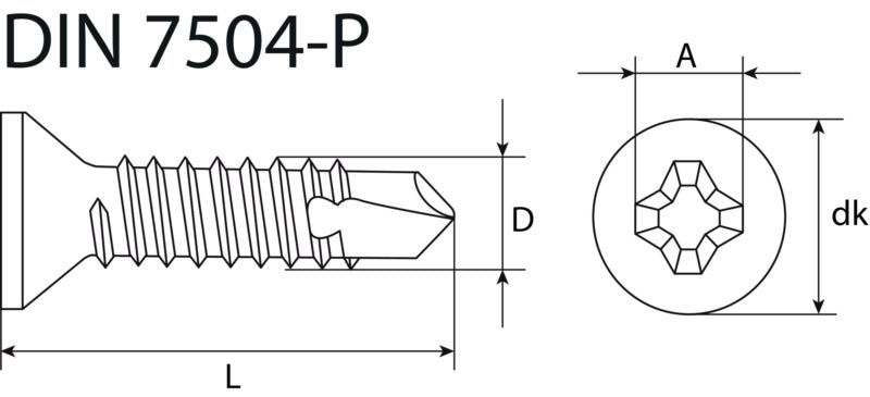 Bohrschrauben PH Senkkopf, verzinkt, DIN 7504-P