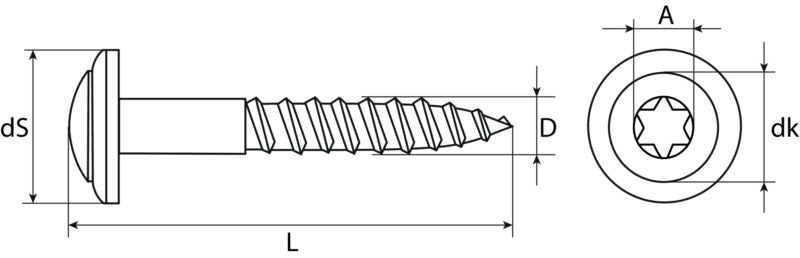 Vis Spengler, TX, acier inoxydable A2 cuivré / EPDM, colorée, RAL 8017