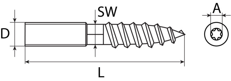 Stockschrauben TX/SW, verzinkt