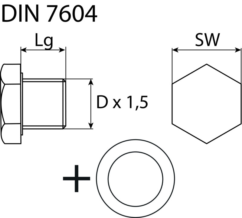 Ölablassschraube M14 x 1,5 x 12 mit Dichtring, Stahl phosphatiert