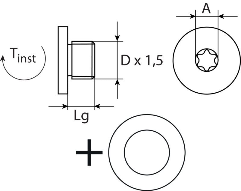 Bouchon de vidange M14 x 1,5 x 10,5 avec joint d'étanchéité, en acier zingué acier nickelé