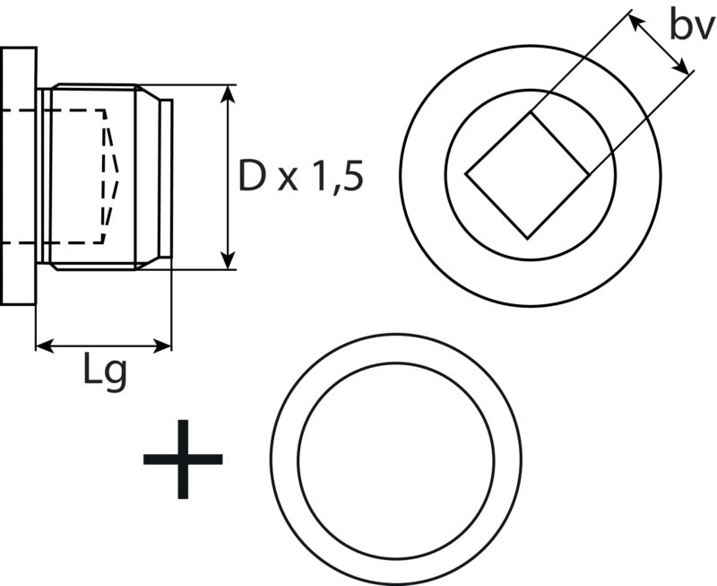 Ölablassschraube M16 x 1,5 x 12 mit Dichtring, Stahl verzinkt