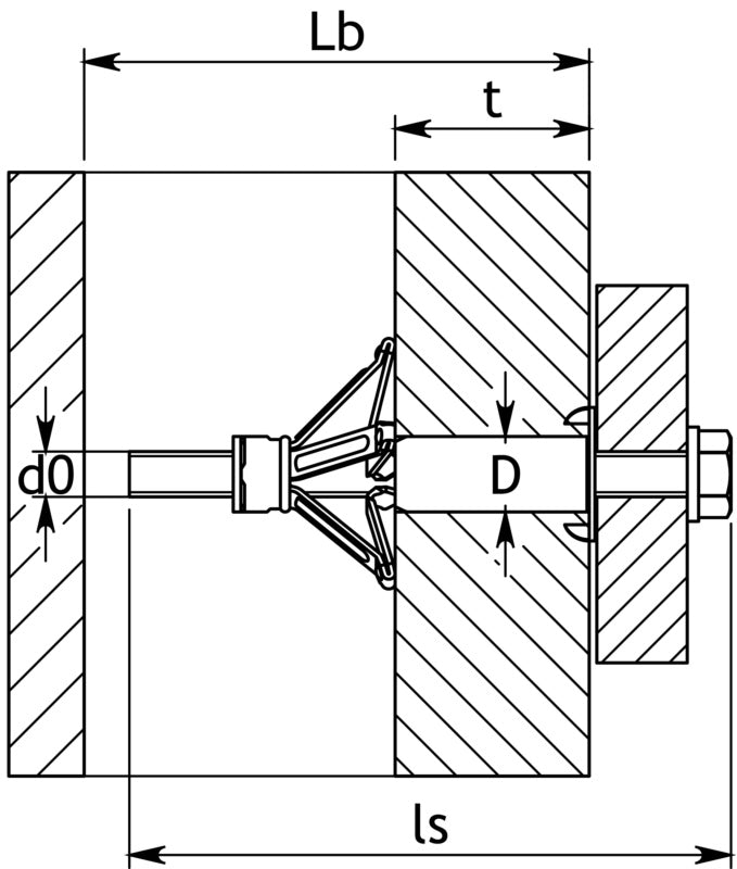 Metallhohlraumdübel mit Sechskantschraube, verzinkt