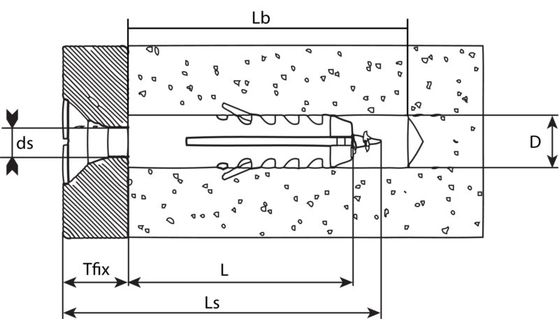 Cheville à expansion, polypropylène