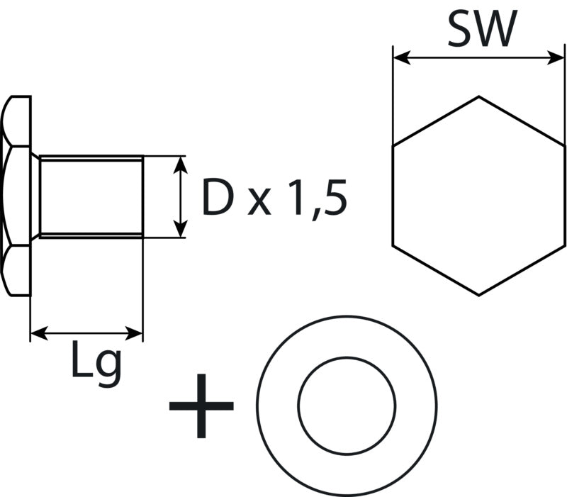 Ölablassschraube M12 x 1,5 x 10,5 mit Dichtring, Stahl verzinkt
