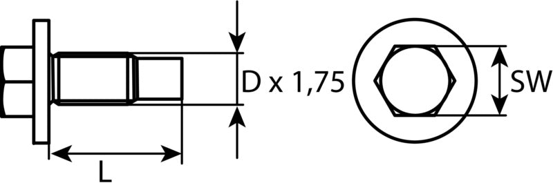 Ölablassschraube M12 x 1,75 x 21,5 mit Dichtring, Stahl phosphatiert