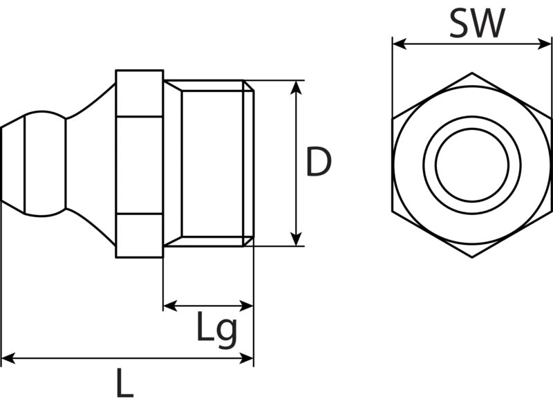 Hydraulikschmiernippel H1, verzinkt, DIN 71412