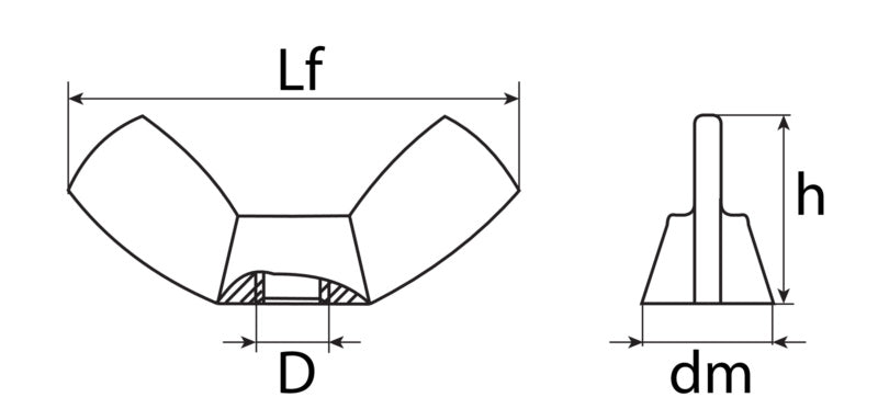 Flügelmuttern amerikanische Form, Edelstahl A2