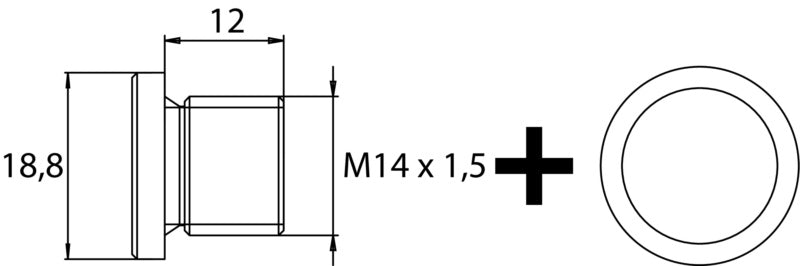 Bouchon de vidange M14 x 1,5 x 12 avec joint d'étanchéité, en acier phosphaté
