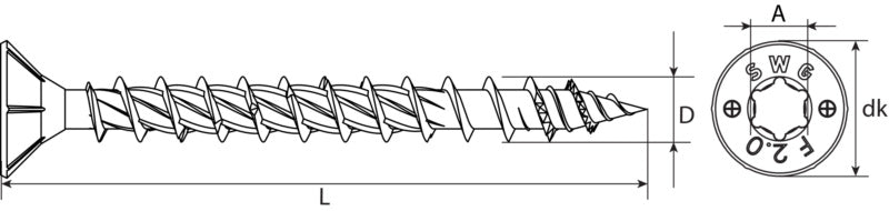 Formel F 2.0: tornillo universal HX, cincado, rosca completa